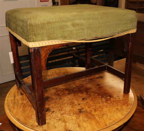 A George III style mahogany dressing stool, W.56cm